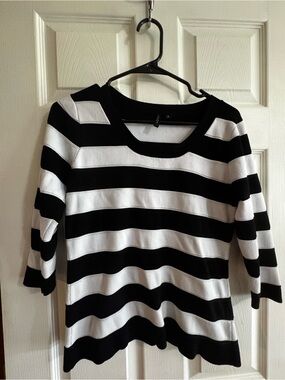 Venini Black and White Striped Knit Top